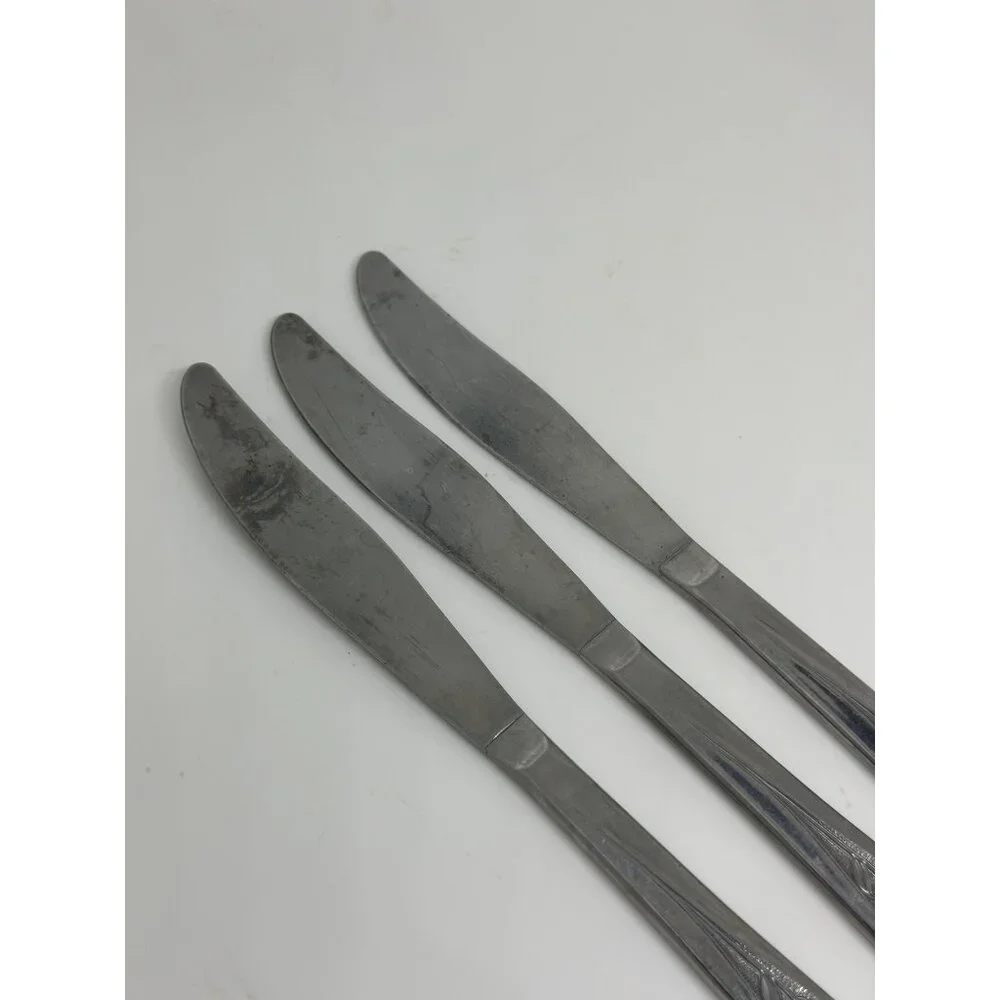 VTG Stainless Steel Butter Knives | Set of‎ 3 Floral Handle Design, 8.25